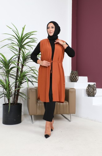 سترة طويلة مقاس كبير للنساء جميع المواسم 4804 بني 4804.Kahverengi