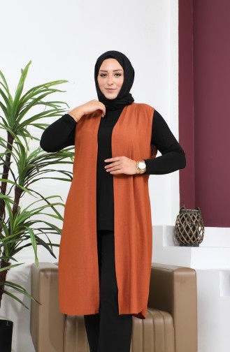 سترة طويلة مقاس كبير للنساء جميع المواسم 4804 بني 4804.Kahverengi