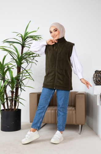 Kanguru Cepli Polar Yelek 00019-01 Haki