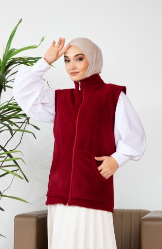 Kangaroo Pocket Fleece Vest 00019-02 Claret Red 00019-02
