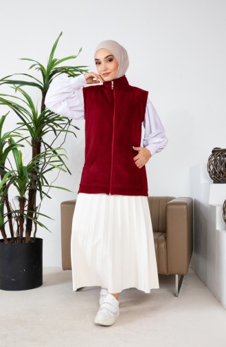 Kangaroo Pocket Fleece Vest 00019-02 Claret Red 00019-02