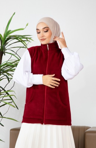 Kangaroo Pocket Fleece Vest 00019-02 Claret Red 00019-02
