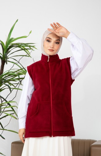 Kangaroo Pocket Fleece Vest 00019-02 Claret Red 00019-02