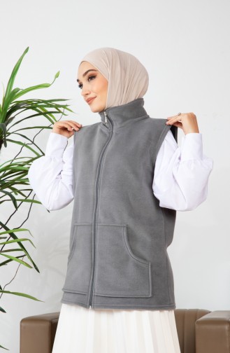 Kanguru Cepli Polar Yelek 00019-04 Gri