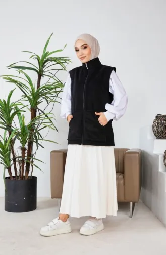 Kanguru Cepli Polar Yelek 00019-05 Siyah