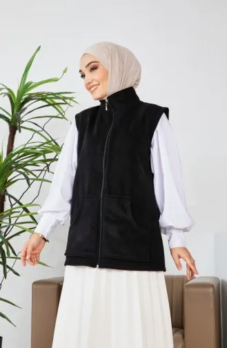 Kanguru Cepli Polar Yelek 00019-05 Siyah