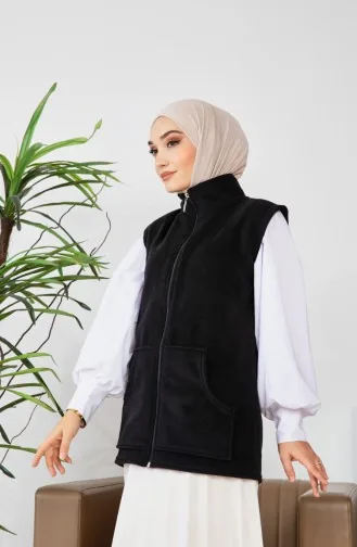 Kanguru Cepli Polar Yelek 00019-05 Siyah