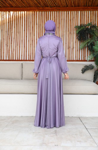 Belted Silvery Evening Dress 5501-25 Lilac 5501-25