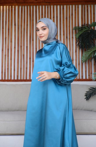 Balloon Sleeve Satin Dress 0193-06 Mold Green 0193-06