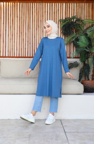 Lycra Gekamd Katoenen Tuniek 9081-02 Indigo 9081-02