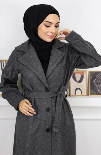 معطف ذو ياقة واسعة أنثراسايت 19170 14939