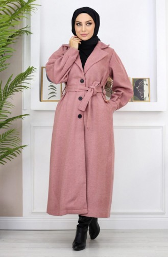 Manteau Caché à Col Large Dusty Rose 19170 14944