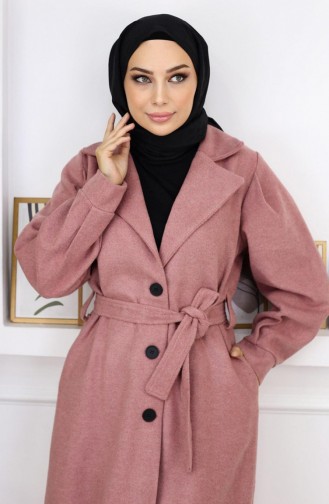 Wide Collar Stitching Coat Dusty Rose 19170 14944