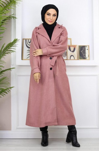 Wide Collar Stitching Coat Dusty Rose 19170 14944