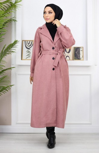 Manteau Caché à Col Large Dusty Rose 19170 14944