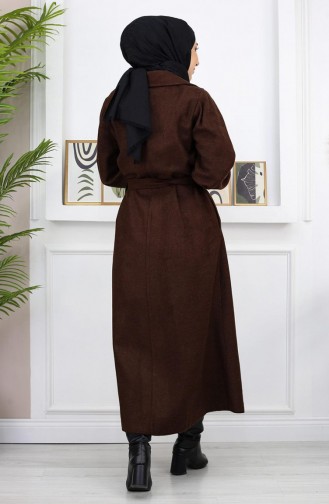 Wide Collar Stitching Coat Brown 19170 14940