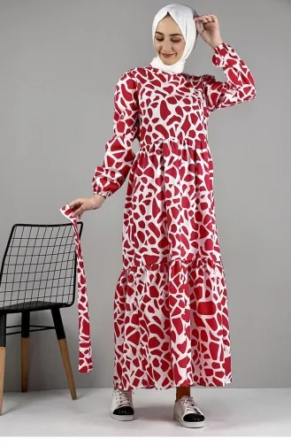 Gemustertes Kleid 0252A-01 Rot 0252A-01