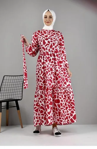 Gemustertes Kleid 0252A-01 Rot 0252A-01