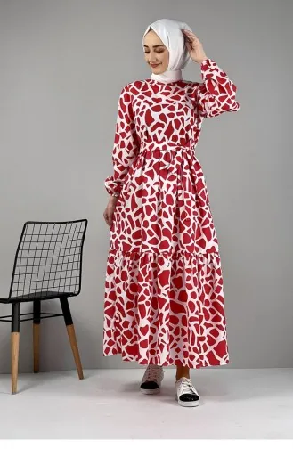 Gemustertes Kleid 0252A-01 Rot 0252A-01