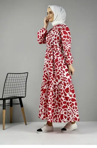 Gemustertes Kleid 0252A-01 Rot 0252A-01