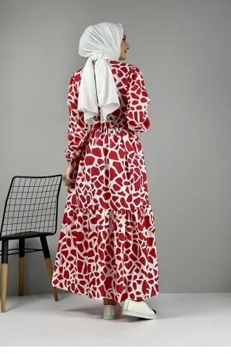 Gemustertes Kleid 0252A-01 Rot 0252A-01