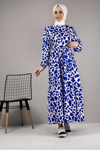 Jurk Met Patroon Blauw 0252SGS.MVI
