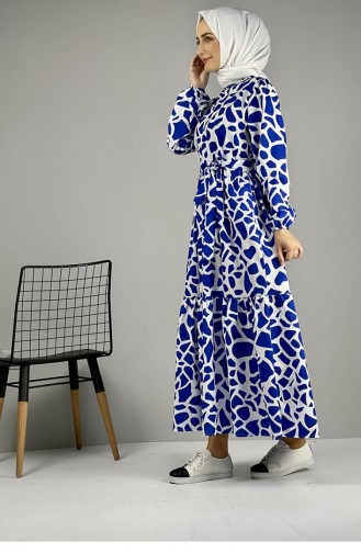 Jurk Met Patroon Blauw 0252SGS.MVI