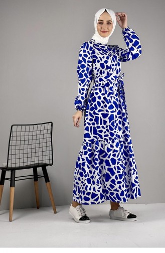 Jurk Met Patroon Blauw 0252SGS.MVI