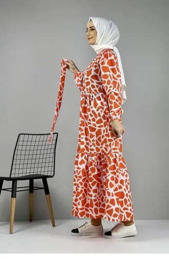 Patterned Dress Orange 0252SGS.ORJ