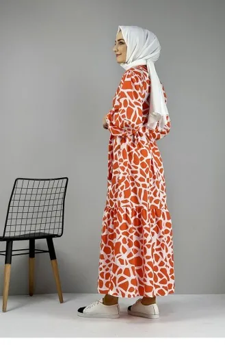 Patterned Dress Orange 0252SGS.ORJ