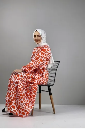 Patterned Dress Orange 0252SGS.ORJ