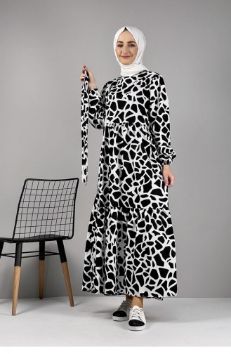 Jurk Met Patroon Zwart 0252SGS.SYH