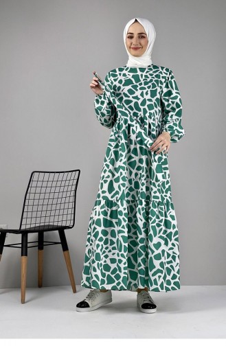 فستان منقوش باللون الأخضر 0252SGS.YSL