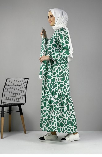 فستان منقوش باللون الأخضر 0252SGS.YSL