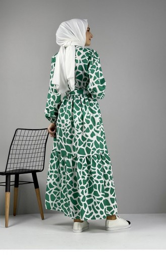 فستان منقوش باللون الأخضر 0252SGS.YSL
