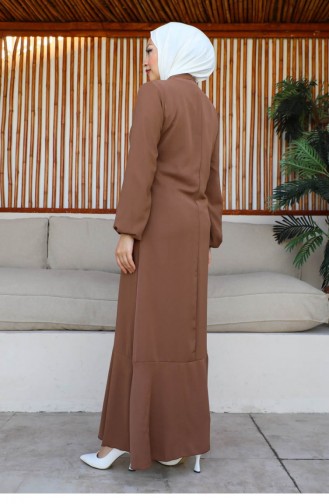 Tesettür Model Elbise Kahverengi