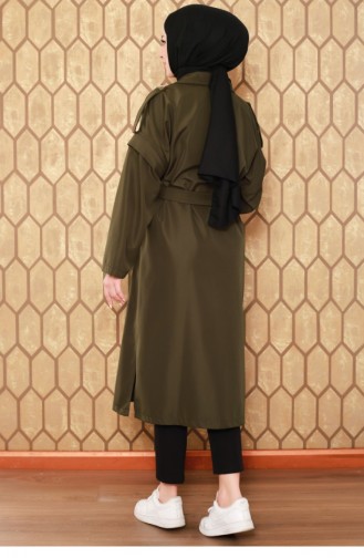 Zippered Sleeve Trench Coat Khaki 2506NRY.HAK