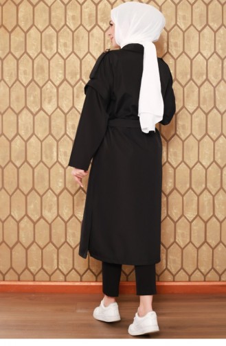 Trench Coat With Zipper Sleeves Black 2506NRY.SYH