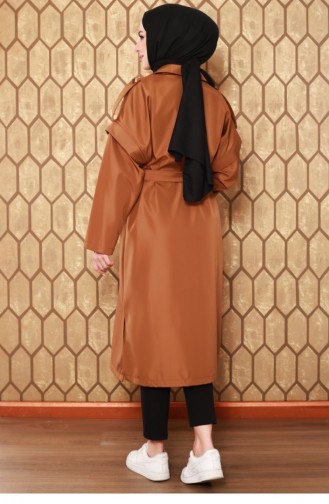 Zippered Sleeve Trench Coat Tan 2506NRY.TAB