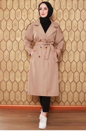 Zippered Sleeve Trench Coat Mink 2506NRY.VZN