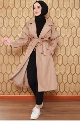 Zippered Sleeve Trench Coat Mink 2506NRY.VZN
