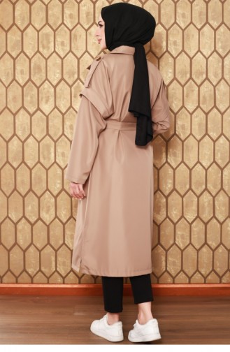 Zippered Sleeve Trench Coat Mink 2506NRY.VZN