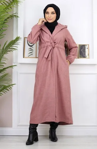 معطف كاشيه بربطة أمامية وردي مغبر 19169 14963