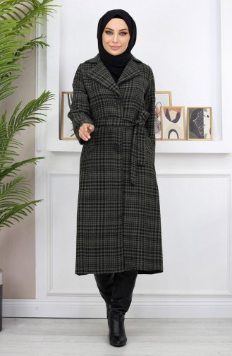 Plaid Şanel Kaşe Coat Khaki 19137 14950