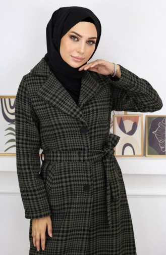 Plaid Şanel Kaşe Coat Khaki 19137 14950