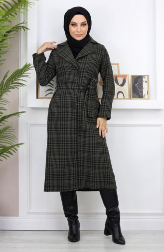 Plaid Şanel Kaşe Coat Khaki 19137 14950