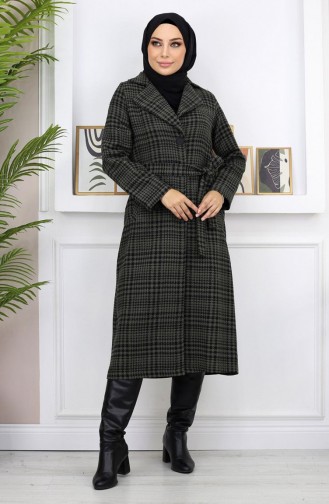 Plaid Şanel Kaşe Coat Khaki 19137 14950