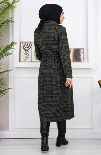 Plaid Şanel Kaşe Coat Khaki 19137 14950