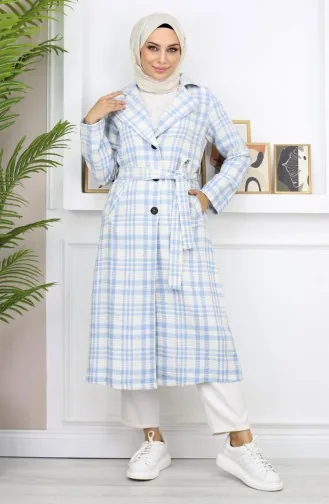 Manteau à Carreaux Şanel Kaşe Bleu 19137 14951