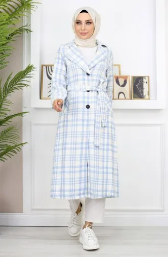 Manteau à Carreaux Şanel Kaşe Bleu 19137 14951